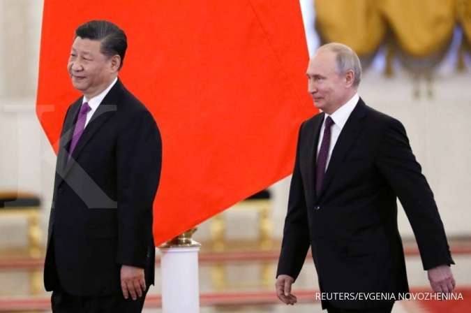 ILUSTRASI. Presiden Rusia Vladimir Putin dan Presiden China Xi Jinping.