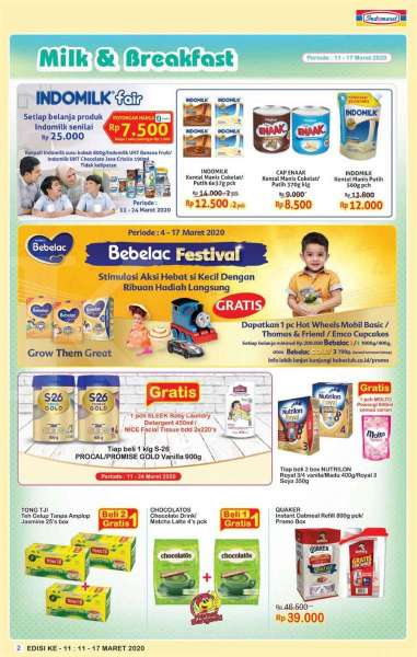 Belanja satu dapat hadiah, atau belanja dua gratis satu. Promo priode 11-24 Maret 2020