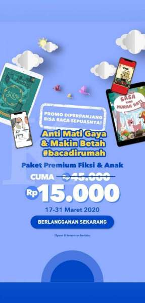 Gramedia Berikan Paket Murah Rp. 15.000 Baca Sepuasnya Buku Fiksi dan Anak di Aplikasi Gramedia Digital