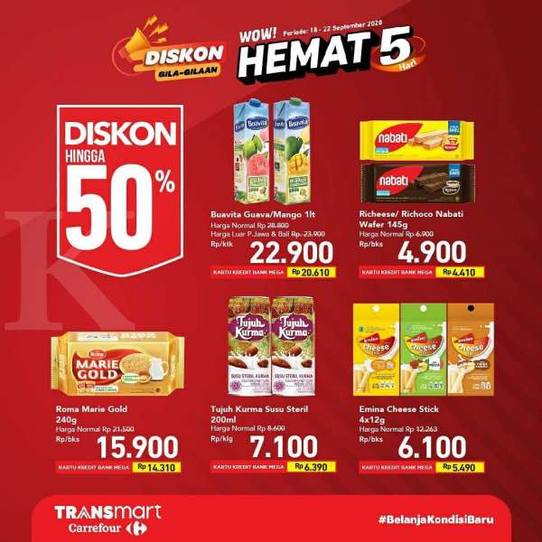 Promo <a href='https://kupang.tribunnews.com/tag/transmart-carrefour' title='Transmart&nbsp;Carrefour'>Transmart&nbsp;Carrefour</a> 18-22 September 2020