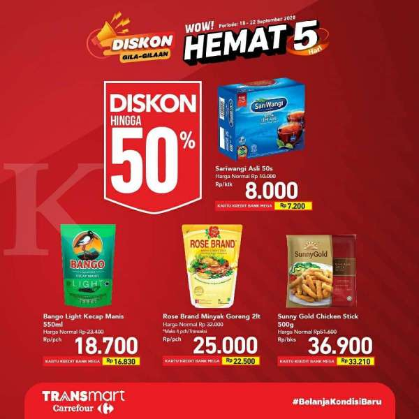 Promo <a href='https://kupang.tribunnews.com/tag/transmart-carrefour' title='Transmart&nbsp;Carrefour'>Transmart&nbsp;Carrefour</a> 18-22 September 2020