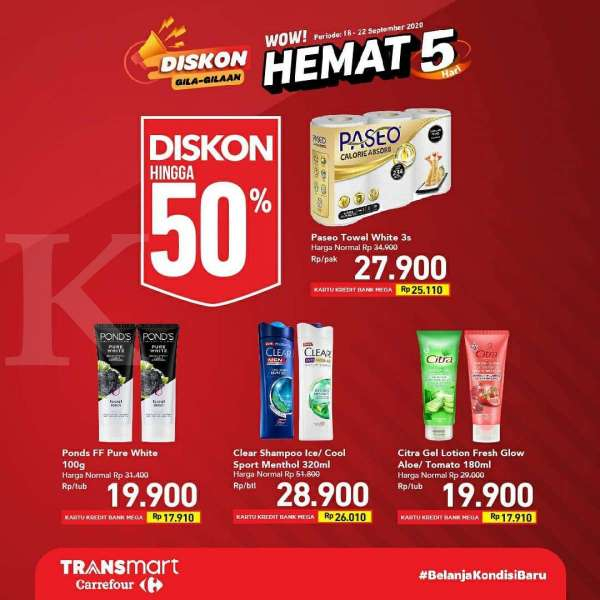 Promo <a href='https://kupang.tribunnews.com/tag/transmart-carrefour' title='Transmart&nbsp;Carrefour'>Transmart&nbsp;Carrefour</a> 18-22 September 2020