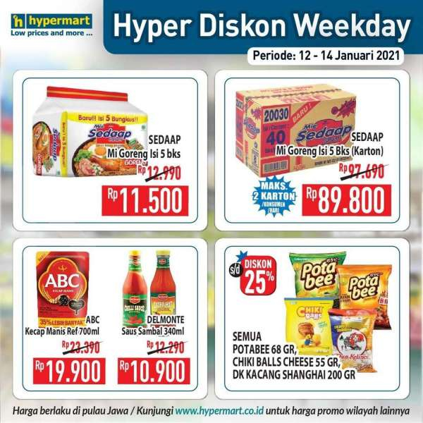 Promo <a href='https://kupang.tribunnews.com/tag/hypermart' title='Hypermart'>Hypermart</a> weekday 12-14 Januari 2021 