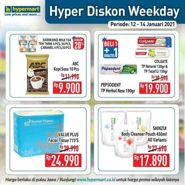 Promo <a href='https://kupang.tribunnews.com/tag/hypermart' title='Hypermart'>Hypermart</a> weekday 12-14 Januari 2021 