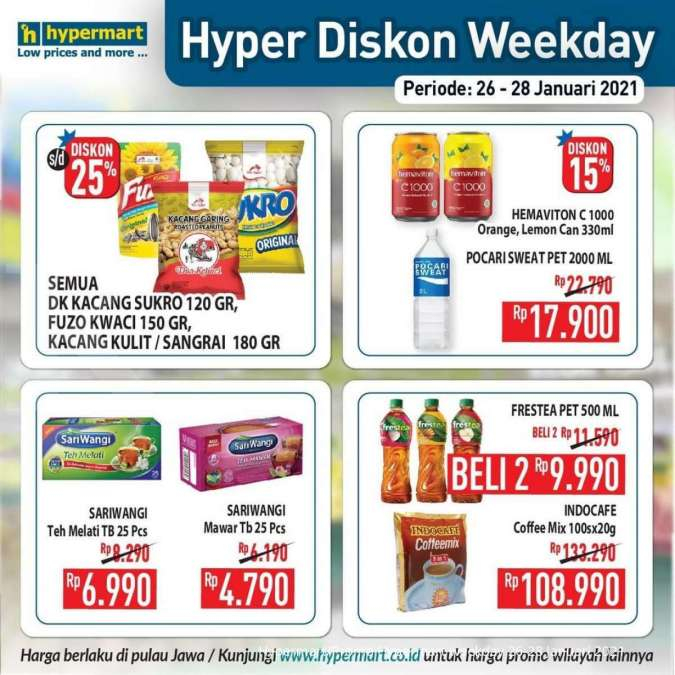 Promo <a href='https://jambi.tribunnews.com/tag/hypermart' title='Hypermart'>Hypermart</a> weekday 26-28 Januari 2021 