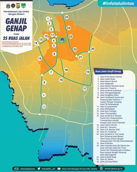 Peta Jalan Ganjil Genap Jakarta